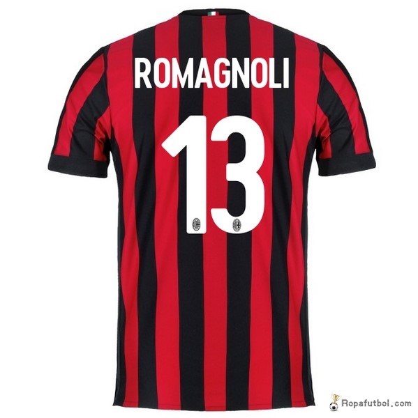 Camiseta AC Milan Replica Primera Ropa Romagnoli 2017/18 Rojo